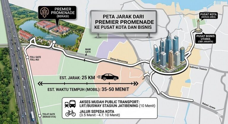 Jarak Premier Promenade ke Pusat Kota dan Pusat Bisnis Utama